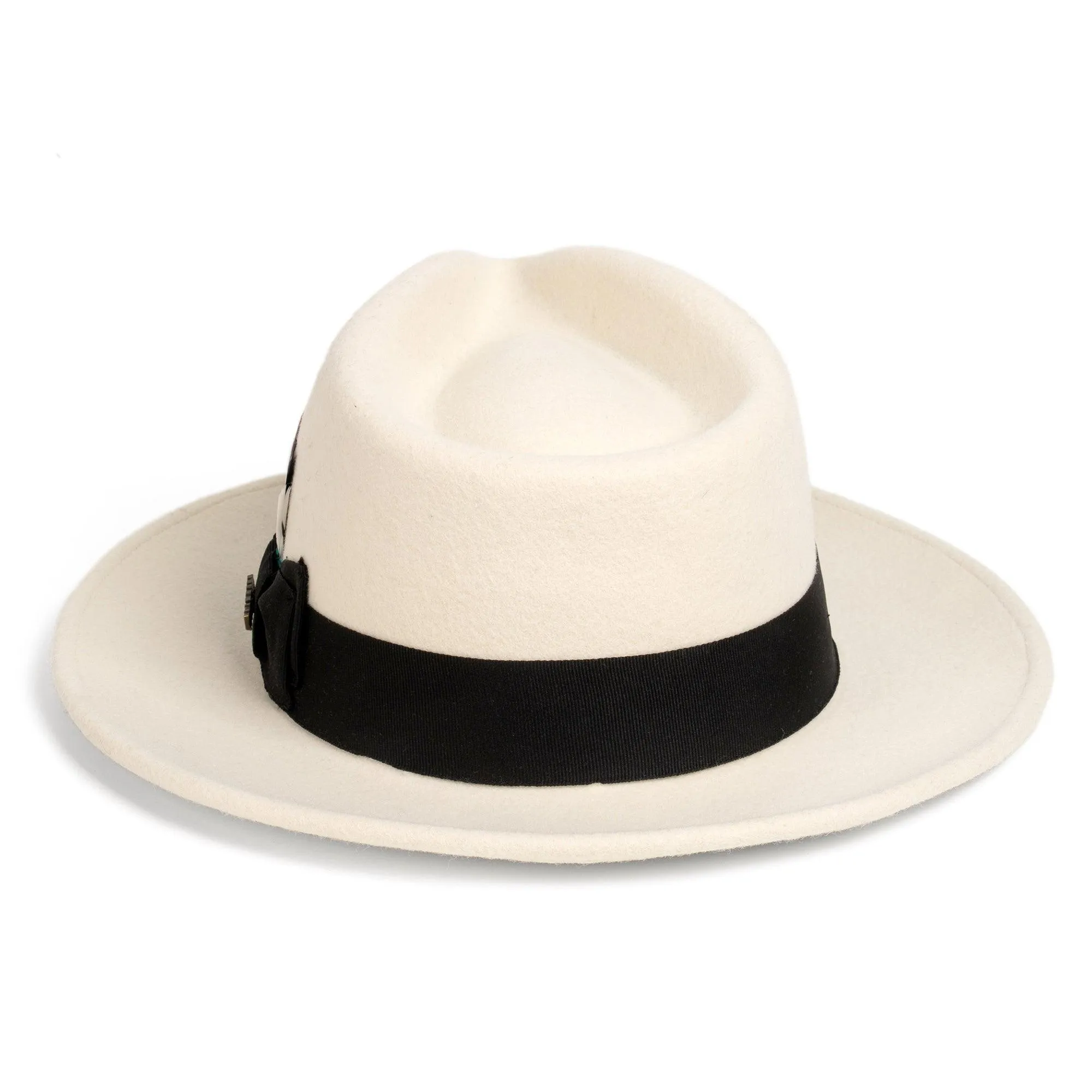 Vintage Crushable Wool Fedora Hat-Black/White