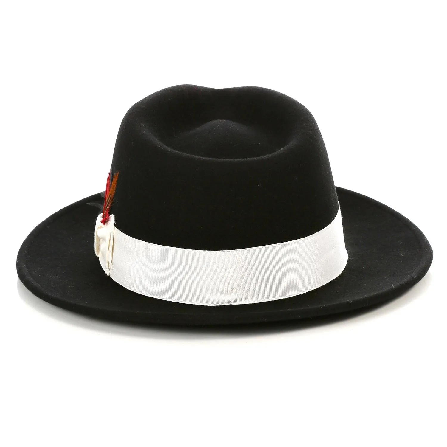 Vintage Crushable Wool Fedora Hat-Black/White