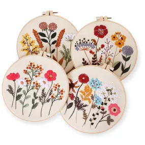 Vintage Wild Flowers Hand Embroidery DIY Kit 20cm