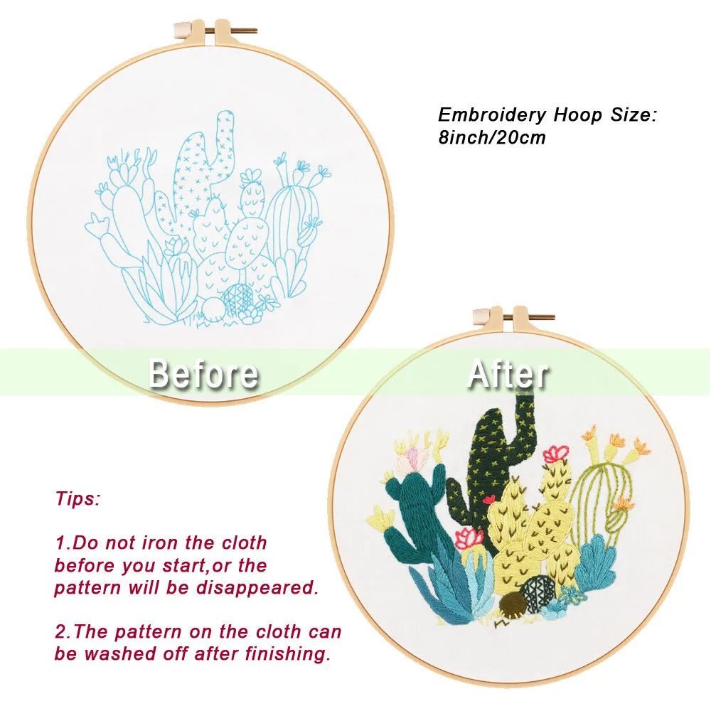 Vintage Wild Flowers Hand Embroidery DIY Kit 20cm