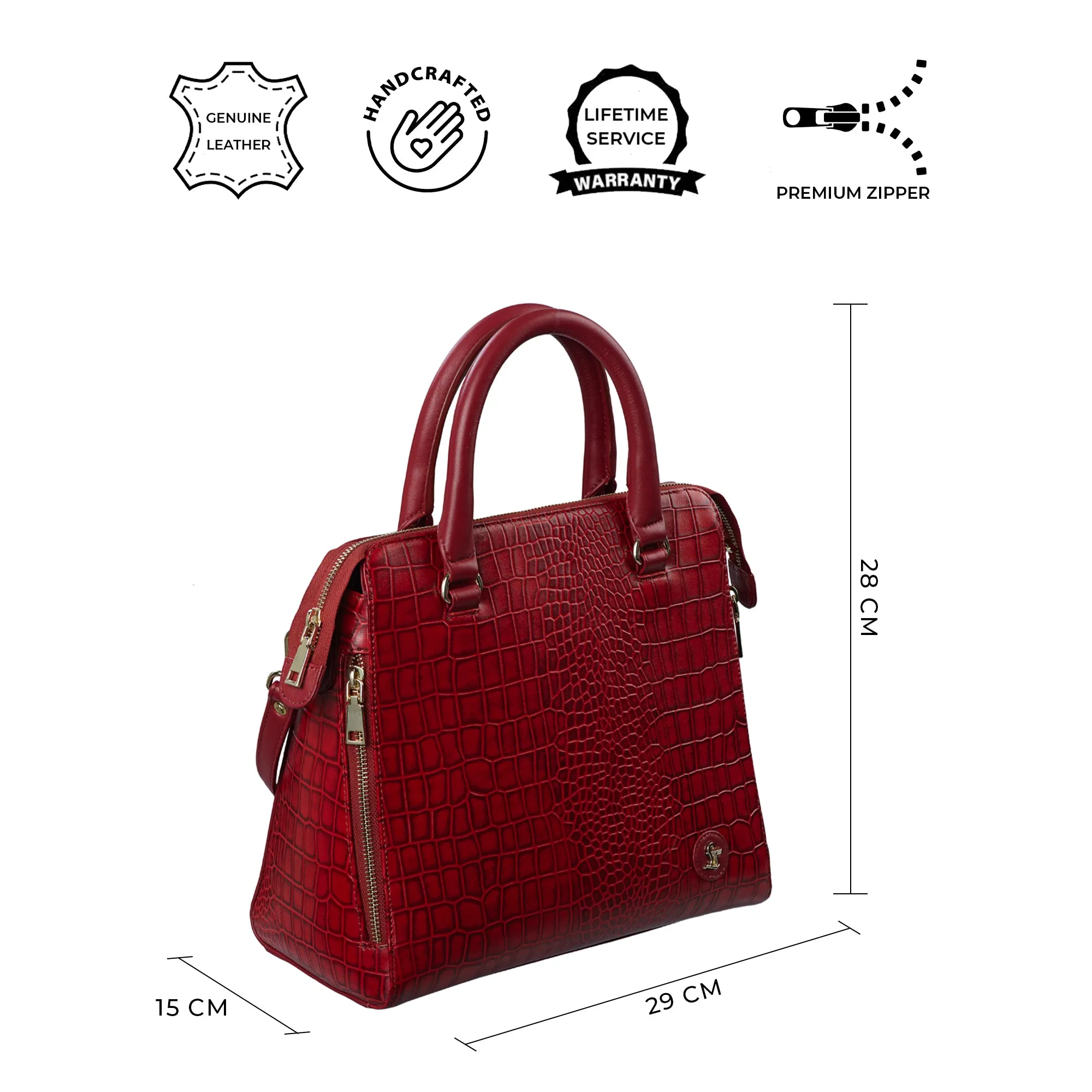 Vivian - Women's Handbag | Genuine Leather Ladies Sling Bag |Office Bag for Women | Color: Red