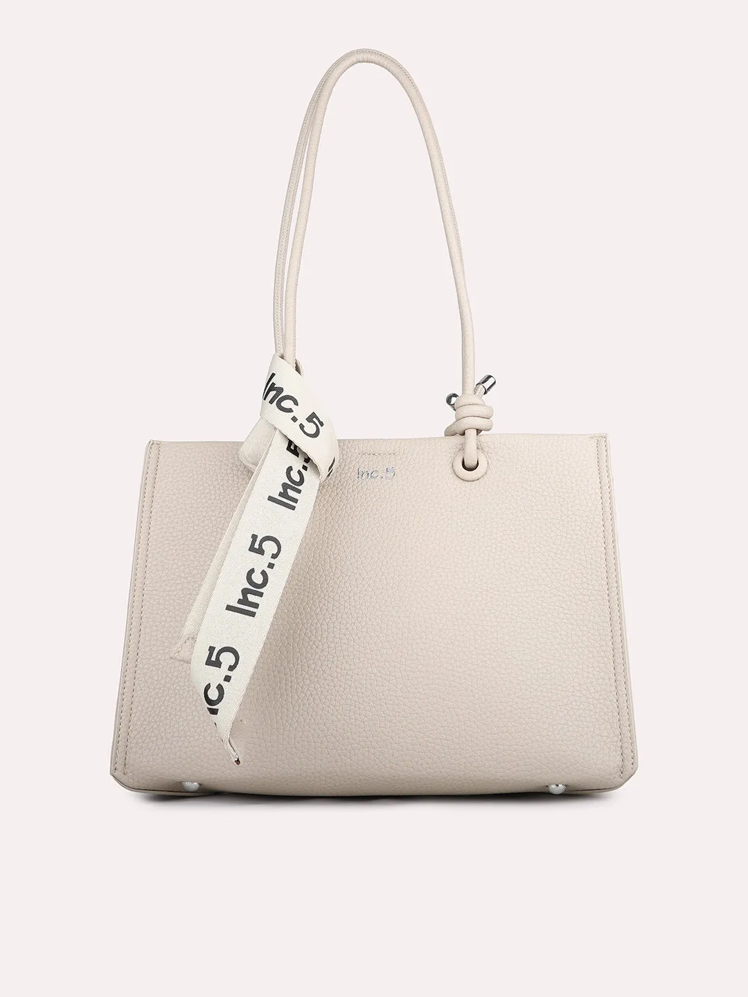 Womens Beige Textured Shoulder Bag