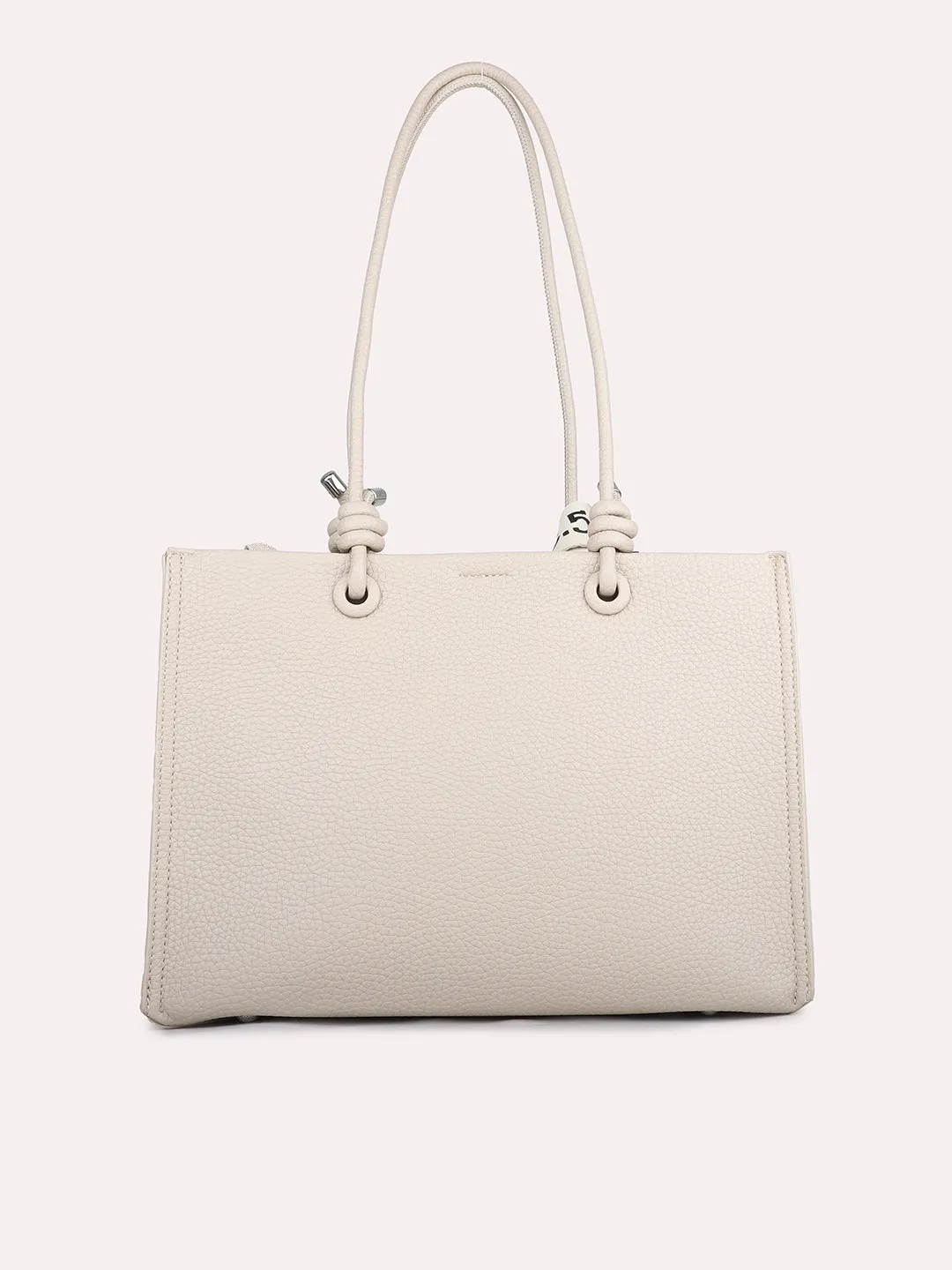 Womens Beige Textured Shoulder Bag