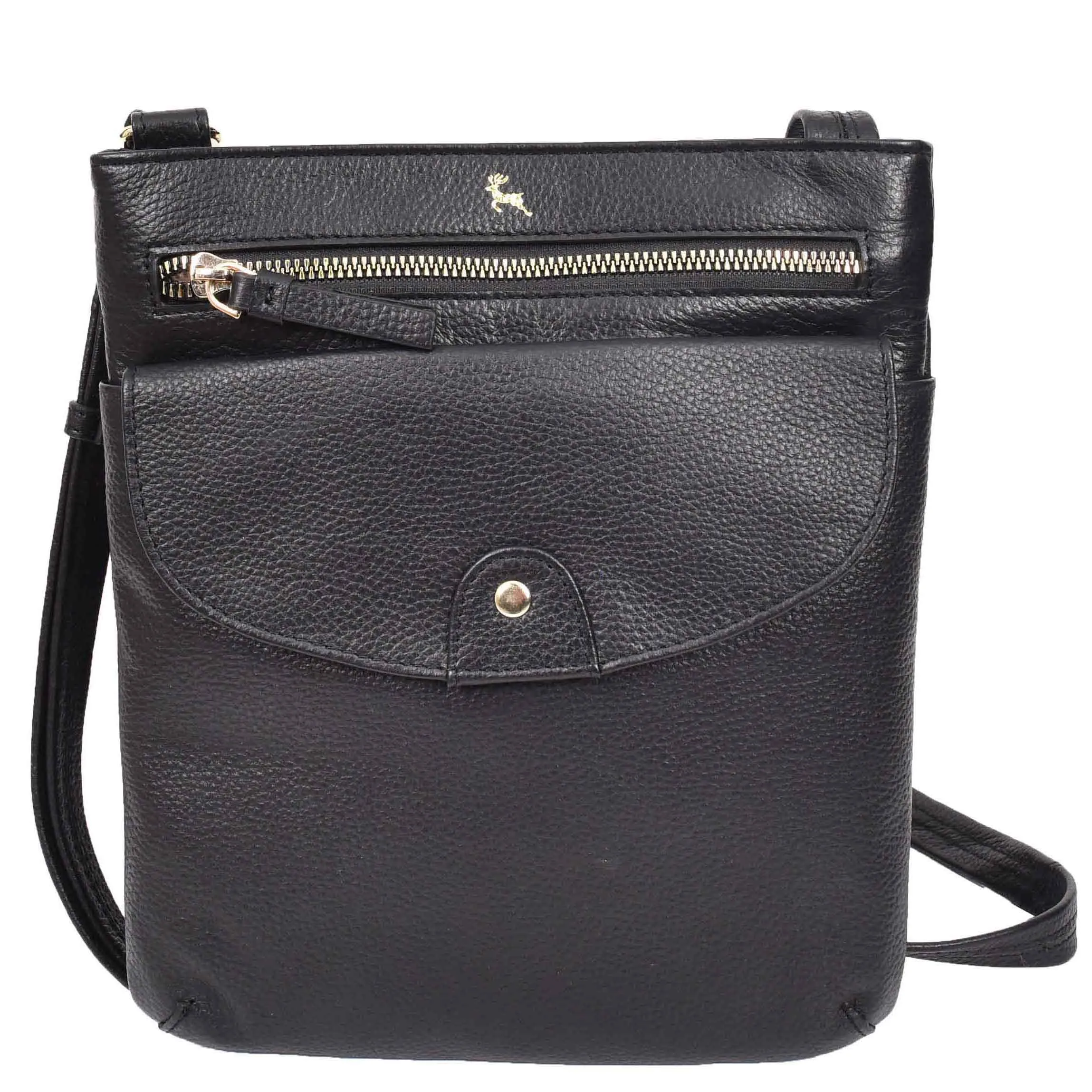 Womens Cross Body Sling Bag Leather Messenger HOL5 Black