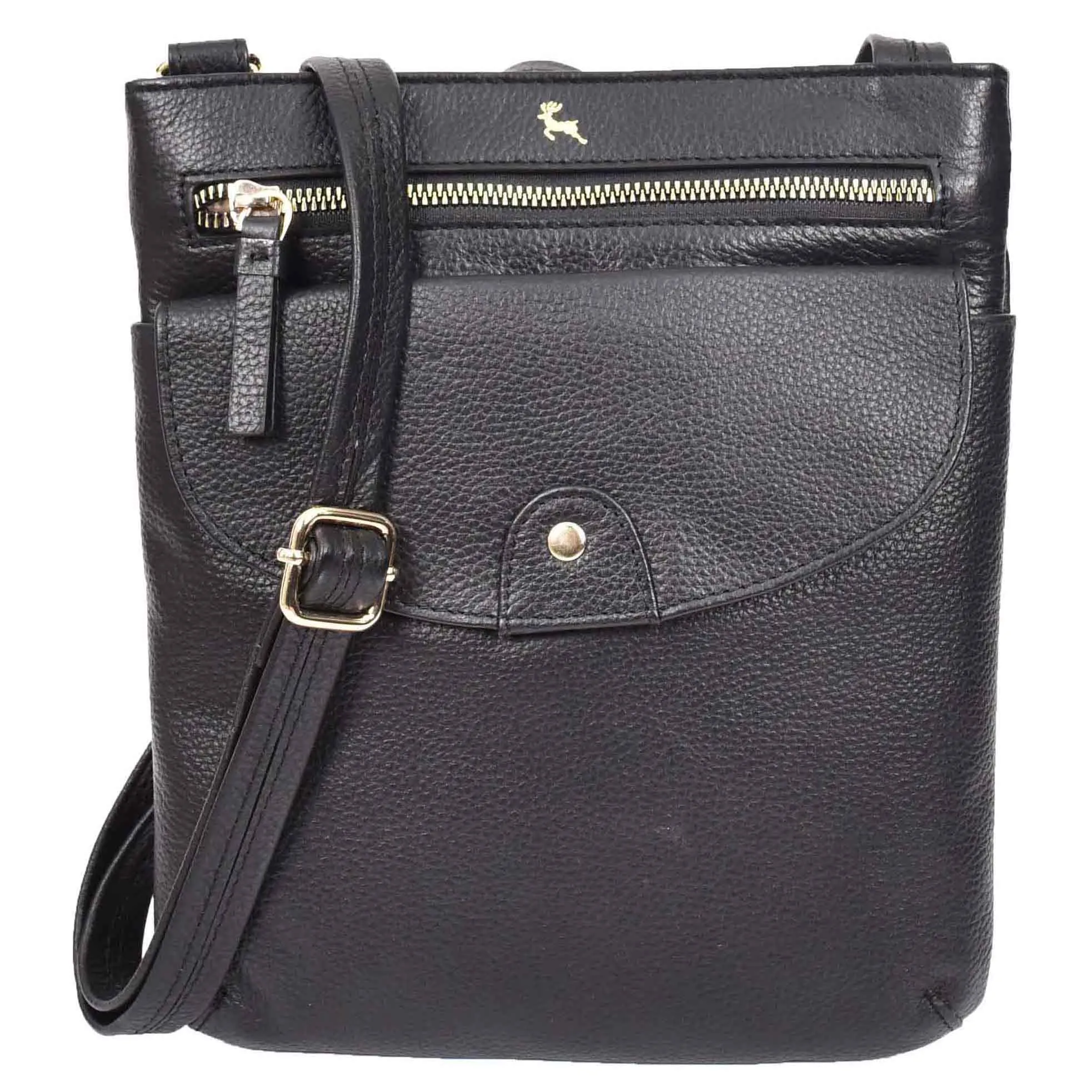 Womens Cross Body Sling Bag Leather Messenger HOL5 Black