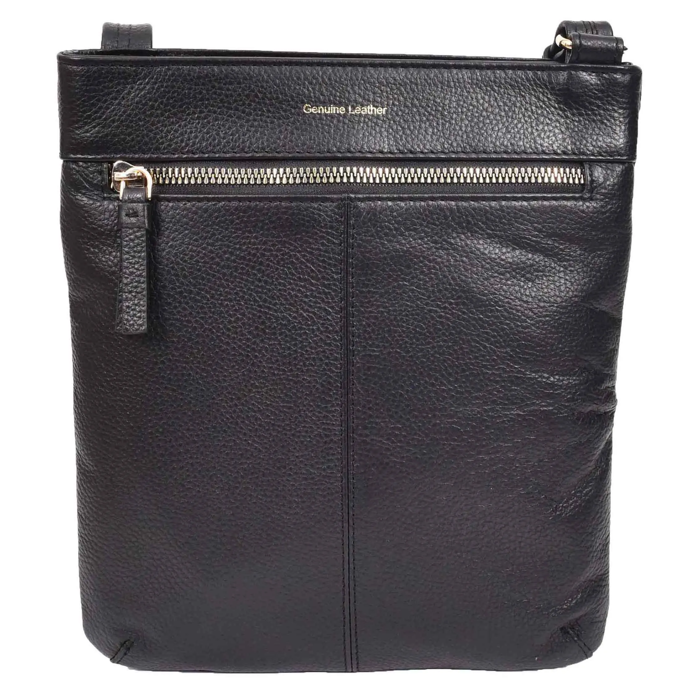 Womens Cross Body Sling Bag Leather Messenger HOL5 Black