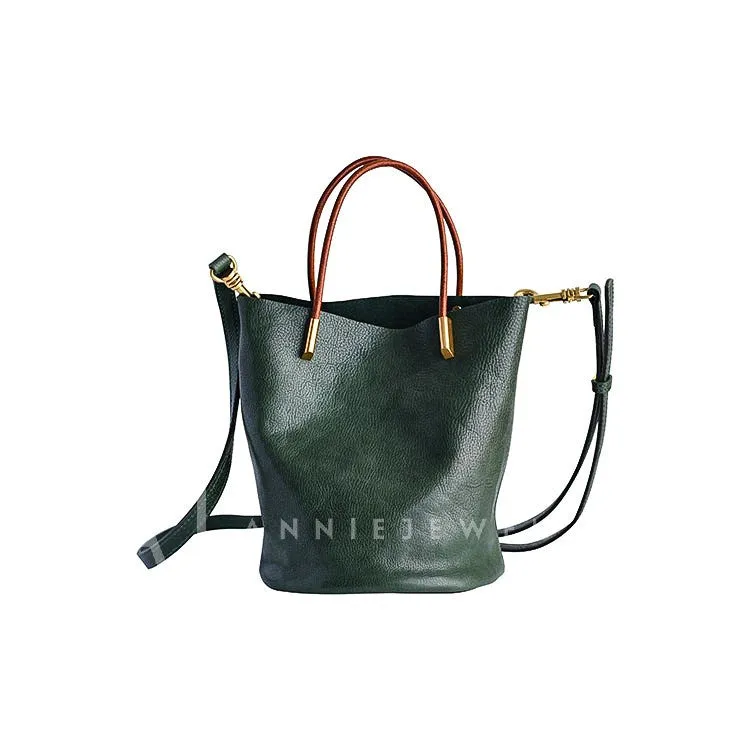 Women's Small Leather Bucket Bag Genuine Leather Crossbody Bucket Bag