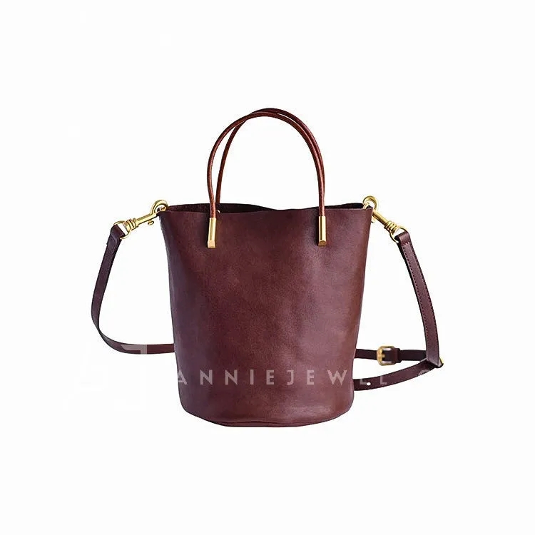 Women's Small Leather Bucket Bag Genuine Leather Crossbody Bucket Bag