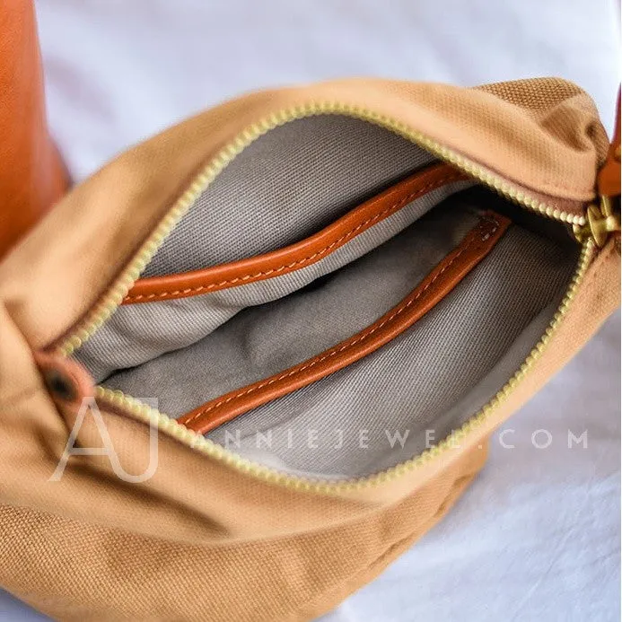 Women's Small Leather Bucket Bag Genuine Leather Crossbody Bucket Bag